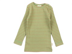 Petit Piao t-shirt green jade/camel stripes